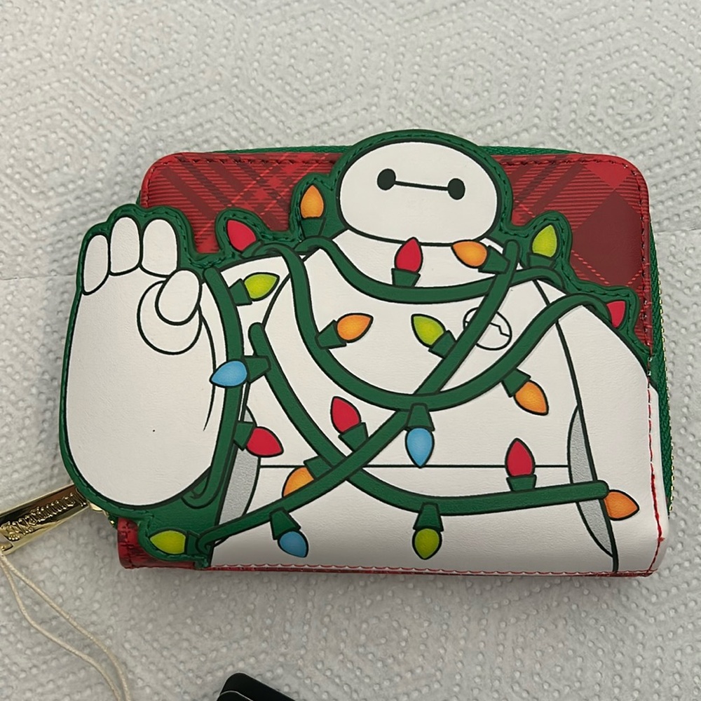 Loungefly Disney Big Hero 6 Baymax Holiday Plaid Zip Wallet